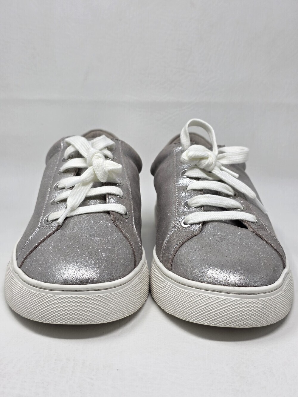 Chico’s Women’s Silver Leather Lace Up Shoes Sneakers Size 11 M New - Picture 8 of 12
